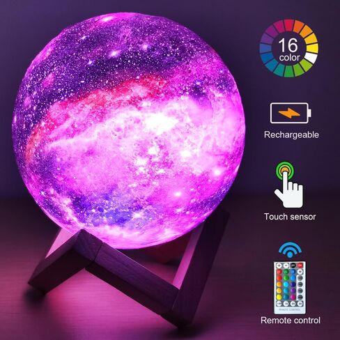 5.9 inch Galaxy Moon Lamp Remote & Touch Control 16 Colors LED Night Light Rechargeable Globe Light as Gifts Decor for Boys/Girls/Kids/Women in Kuwait