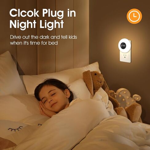 Night Light Clock, Dimmable+3 Light Colors+Timer Nightlight Timing Light, Small Clock, Toilet Light with Plug in Timer, Night Light Plug in, Nightlight for Kids Room, Bedroom Clocks for Kids Room in Kuwait
