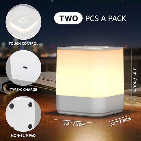 uuffoo 2 Pack Rechargeable Small Night Light Touch Dimmable Cordless Lamp | 3-Mode Lighting | 4000mAH Battery Operated | USB Changing | Portable Table Lamp for Bedside Bedroom Travel in Kuwait