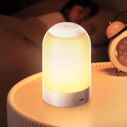 G Keni Portable Night Light, Rechargeable Touch Nightlight with Amber Warm White Light, Dimmable Egg Night Light with 1H Timer, Cordless Bedside Lamp for Baby Nursery, Kids, Bedroom & Nightstand in Kuwait