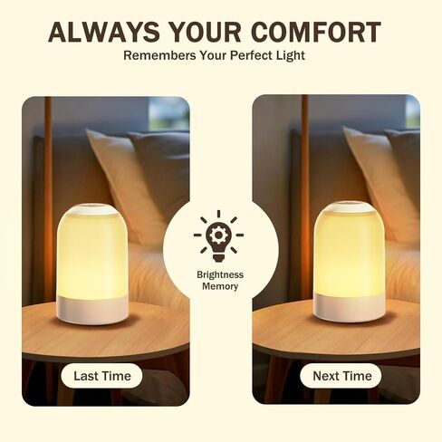 G Keni Portable Night Light, Rechargeable Touch Nightlight with Amber Warm White Light, Dimmable Egg Night Light with 1H Timer, Cordless Bedside Lamp for Baby Nursery, Kids, Bedroom & Nightstand in Kuwait