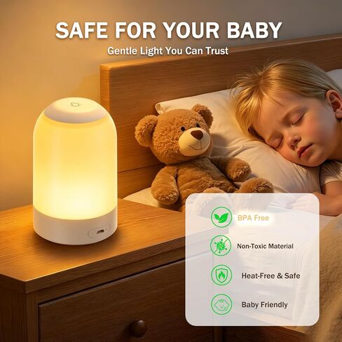 G Keni Portable Night Light, Rechargeable Touch Nightlight with Amber Warm White Light, Dimmable Egg Night Light with 1H Timer, Cordless Bedside Lamp for Baby Nursery, Kids, Bedroom & Nightstand in Kuwait
