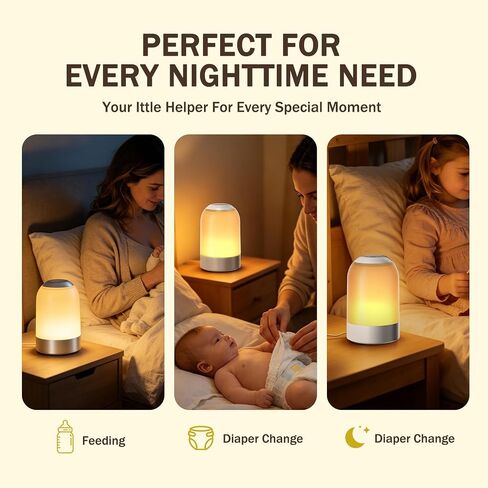 G Keni Portable Night Light, Rechargeable Touch Nightlight with Amber Warm White Light, Dimmable Egg Night Light with 1H Timer, Cordless Bedside Lamp for Baby Nursery, Kids, Bedroom & Nightstand in Kuwait