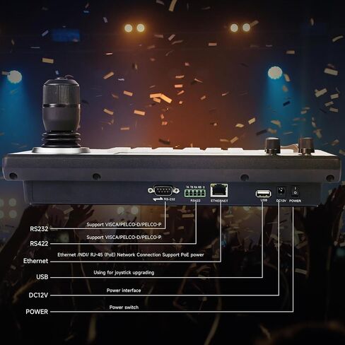 Tenveo NDI PTZ Camera Controller, 5'' LCD Screen Preview, 4D Joystick, PoE IP PTZ Controller Keyboard for Church Worship Live Streaming Broadcasts Events Video Production, NDI License Included in Kuwait
