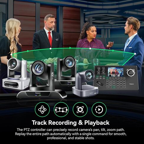 Tenveo NDI PTZ Camera Controller, 5'' LCD Screen Preview, 4D Joystick, PoE IP PTZ Controller Keyboard for Church Worship Live Streaming Broadcasts Events Video Production, NDI License Included in Kuwait