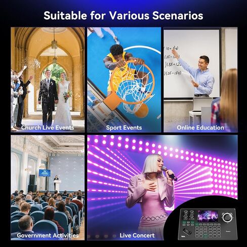 Tenveo NDI PTZ Camera Controller, 5'' LCD Screen Preview, 4D Joystick, PoE IP PTZ Controller Keyboard for Church Worship Live Streaming Broadcasts Events Video Production, NDI License Included in Kuwait