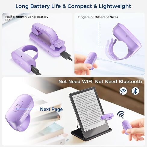 Page Turner Ring for Kindle Paperwhite/Fire HD Tablet, Works with Thick Case, Ereader Clicker Accessories Compatible with Colorsoft Scrible iPad iPhone, Reading in Bed Gifts for Readers in Kuwait