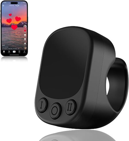 TikTok Scrolling Ring Remote Control,Page Turner for iPad iPhone & Android Tablet,Bluetooth Camera Remote, Scrolling Ring for TikTok,YouTube,Instagram,iOS,Android (Black) in Kuwait