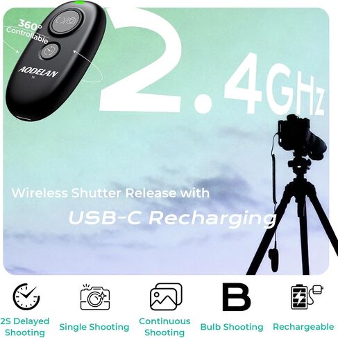 AODELAN USB-C Rechargeable Wireless Camera Remote Shutter Release for Canon | EOS RP R6 Rebel T7 T6 T5 T3 SL2 5D Mark II III IV 6D Mark II 7D Mark II 7D Series 5D Series in Kuwait