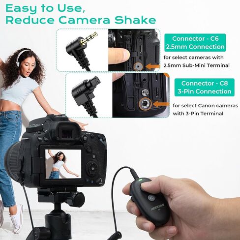 AODELAN USB-C Rechargeable Wireless Camera Remote Shutter Release for Canon | EOS RP R6 Rebel T7 T6 T5 T3 SL2 5D Mark II III IV 6D Mark II 7D Mark II 7D Series 5D Series in Kuwait