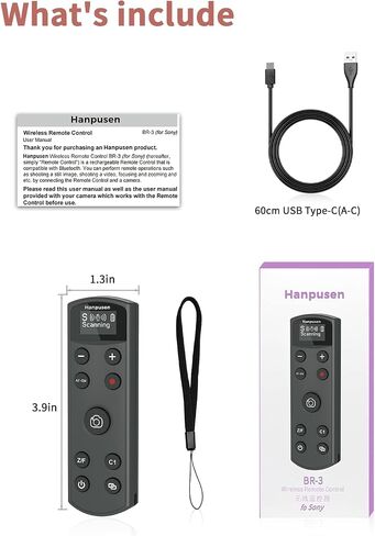 for Canon Camera Remote Control, Hanpusen Rechargeable Wireless Shutter Release with OLED Screen for R50/G7X Mark III/R8/R5/R/RP/R50 V/R10/R5 Mark II/M50/M200/6D Mark II/M6 Mark II, Replace BR-E1 in Kuwait