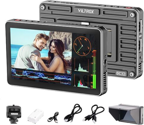 VILTROX 6" Camera Field Monitor, 2000nit HD 1920x1080 Touch Screen Portable Video Monitor, 4K HDMI Loop in/Out with 3D LUT, De-Squeeze, Peak Focus, with Sunshade Hood in Kuwait