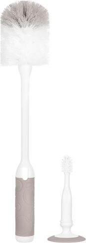 Ubbi Baby Bottle Cleaning Brush Set, Gray | Includes Nipple Brush, 2-in-1 Baby Bottle Brush Set, Standing Bottle Brush, Dishwasher Safe, Baby Registry Essential in Kuwait