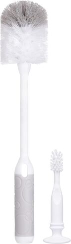 Ubbi Baby Bottle Cleaning Brush Set, Gray | Includes Nipple Brush, 2-in-1 Baby Bottle Brush Set, Standing Bottle Brush, Dishwasher Safe, Baby Registry Essential in Kuwait