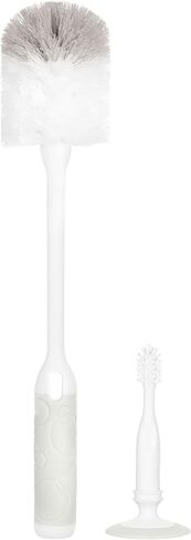 Ubbi Baby Bottle Cleaning Brush Set, Gray | Includes Nipple Brush, 2-in-1 Baby Bottle Brush Set, Standing Bottle Brush, Dishwasher Safe, Baby Registry Essential in Kuwait