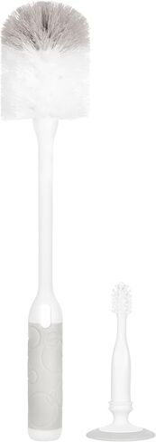 Ubbi Baby Bottle Cleaning Brush Set, Gray | Includes Nipple Brush, 2-in-1 Baby Bottle Brush Set, Standing Bottle Brush, Dishwasher Safe, Baby Registry Essential in Kuwait