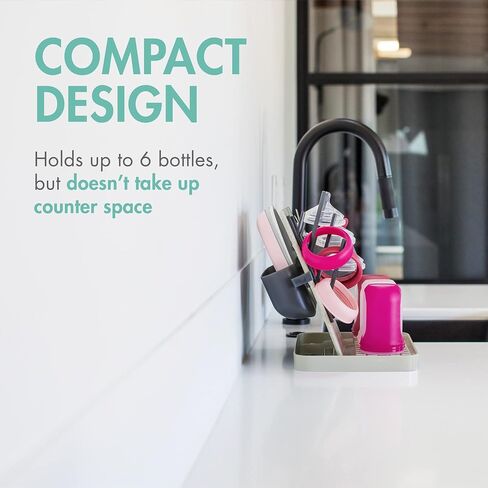 Boon Groove Vertical Baby Bottle Drying Rack - Customizable Drying Rack for Bottles, Toddler Cups, and Baby Accessories - Baby Bottle-Feeding Supplies - Holds 6 Baby Bottles in Kuwait