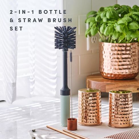 Brite by Scotch-Brite Limited Edition 2-in-1 Straw and Bottle Brush Set, Sleek and Stylish Bottle Cleaner Brush with 360-Degree Bristles and Hidden Straw Brush in Kuwait