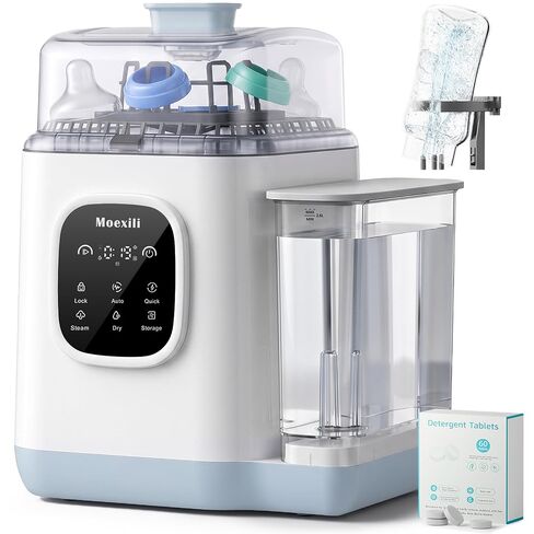 Baby Bottle Washer, Moexili 3D Surround High-Pressure Water Flow, Sterilizer & Dryer-All-in-One Cleaning Machine for Bottles, Pump Parts & Baby Essentials-Time-Saving & Effortless Care in Kuwait