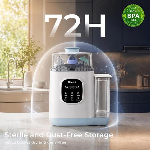 Baby Bottle Washer, Moexili 3D Surround High-Pressure Water Flow, Sterilizer & Dryer-All-in-One Cleaning Machine for Bottles, Pump Parts & Baby Essentials-Time-Saving & Effortless Care in Kuwait