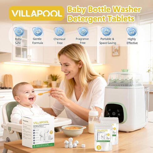 180 Detergent Soap Tablets For All Brands Baby Bottle Washers | Compatible with Baby Brezza Grownsy Momcozy Papablic Washer, Effective Cleaning & Gentle Formula, 3-Month Supply in Kuwait