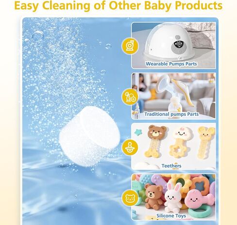 180 Detergent Soap Tablets For All Brands Baby Bottle Washers | Compatible with Baby Brezza Grownsy Momcozy Papablic Washer, Effective Cleaning & Gentle Formula, 3-Month Supply in Kuwait