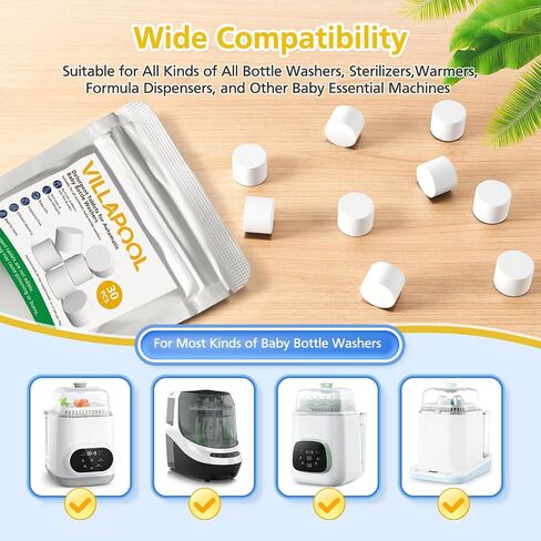 180 Detergent Soap Tablets For All Brands Baby Bottle Washers | Compatible with Baby Brezza Grownsy Momcozy Papablic Washer, Effective Cleaning & Gentle Formula, 3-Month Supply in Kuwait