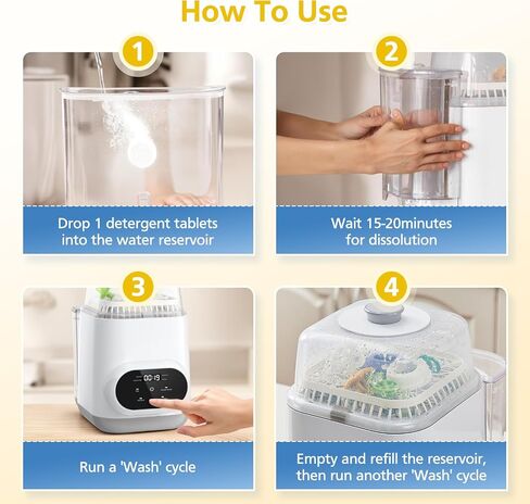 180 Detergent Soap Tablets For All Brands Baby Bottle Washers | Compatible with Baby Brezza Grownsy Momcozy Papablic Washer, Effective Cleaning & Gentle Formula, 3-Month Supply in Kuwait