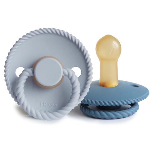FRIGG Rope Natural Rubber Baby Pacifier | Made in Denmark | BPA-Free (Ocean View/Powder Blue, 6-18 Months) in Kuwait