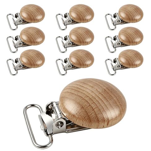 20 Pack Wooden Pacifier Clip Suspender Clips | for Baby Pacifiers Holder Toys DIY Straps Sewing Crafts in Kuwait