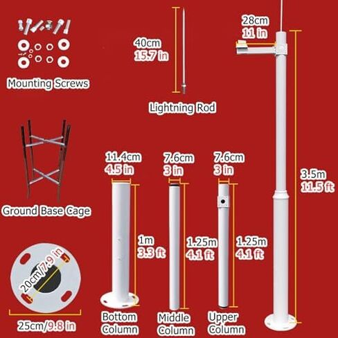 This Adjustable Outdoor Security Camera Pole, 6-20 FT Metal Stand, Weatherproof & Rustproof Holder, Perfect for Home & Business Surveillance, White Finish in Kuwait