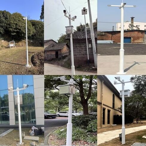 This Adjustable Outdoor Security Camera Pole, 6-20 FT Metal Stand, Weatherproof & Rustproof Holder, Perfect for Home & Business Surveillance, White Finish in Kuwait