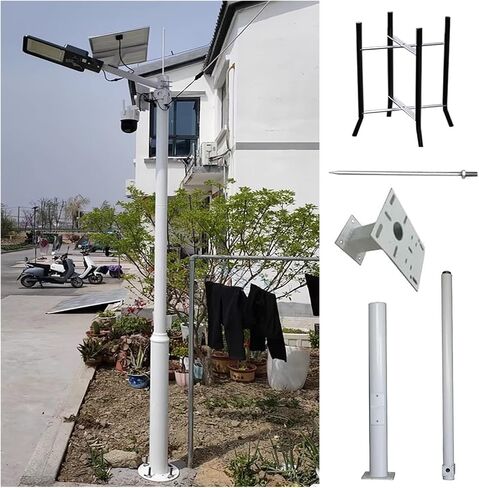 This 10-20 FT Adjustable Security Camera Pole, Segmented Surveillance Stand with Screws & Ground Cage, Compatible for PTZ/CCTV Cameras, 3 Sections - 19.7 ft (6m) in Kuwait