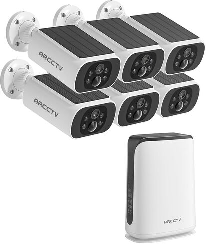 ARCCTV Solar Security Cameras Wireless Outdoor, 4 Cam-Kit, 4MP 2.5K HD | Color Night Vision, Battery Powered, Motion Detection, 2.4G/5G Dual Band WiFi, 2-Way Audio, No Monthly Fee, 32GB Memory Card in Kuwait