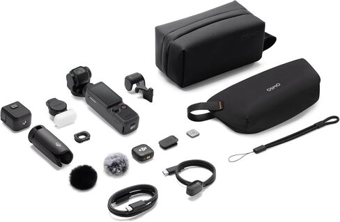 DJI Osmo Pocket 4 Creator Combo, 4K/240fps Vlog Camera, 3-Axis Stabilization, Active Track 7.0, Mic + Fill Light Included + 128GB Memory, Grip, U Grip, Selfie Stick + More (Renewed) in Kuwait