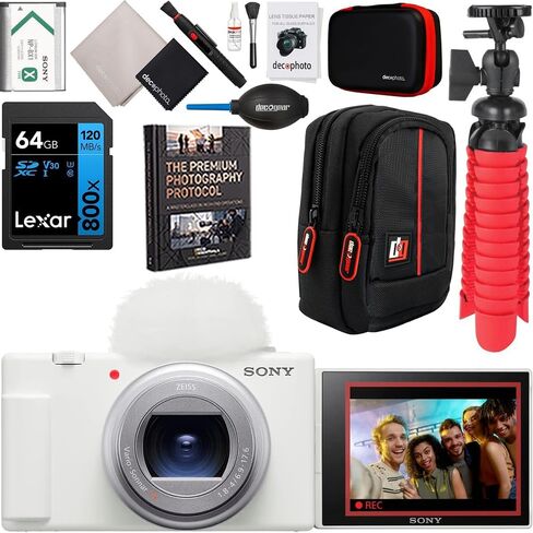 Sony ZV-1 II Vlog Camera w/ 4K Video & 20.1MP for Content Creators and Vloggers Black ZV-1M2/B Bundle w/Deco Gear Case + 64GB Memory Card + Grip/Tripod 2 in 1 + Photography Pro Kit + Accessories Kit in Kuwait