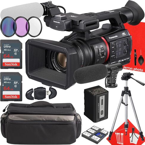 Panasonic AG-CX350 4K Camcorder + 2PC 64 GB Memory + Handle Unit + Shotgun Video Microphone + Filters + Tripod + More (21pc Bundle) in Kuwait