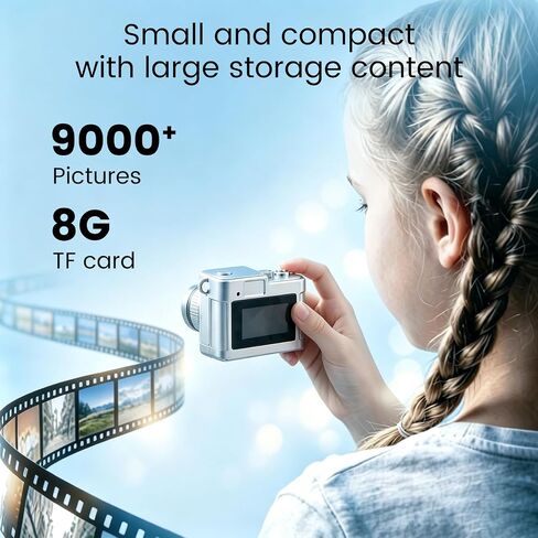 Small Digital Camera HD-1080p, 8GB Memory Card, Dual Travel Keychains Charm | 0.96" Screen Point-and-shoot Mini Digital Camera with 5 Filters, Pocket Size Camcorder Gadget, OTG Adapter, Beginnners Gift in Kuwait