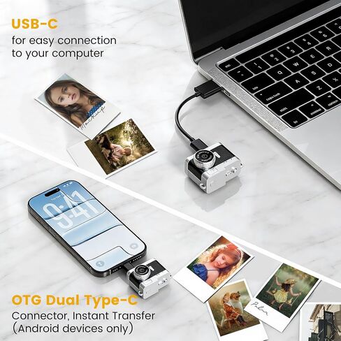 Small Digital Camera HD-1080p, 8GB Memory Card, Dual Travel Keychains Charm | 0.96" Screen Point-and-shoot Mini Digital Camera with 5 Filters, Pocket Size Camcorder Gadget, OTG Adapter, Beginnners Gift in Kuwait