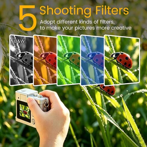 Small Digital Camera HD-1080p, 8GB Memory Card, Dual Travel Keychains Charm | 0.96" Screen Point-and-shoot Mini Digital Camera with 5 Filters, Pocket Size Camcorder Gadget, OTG Adapter, Beginnners Gift in Kuwait