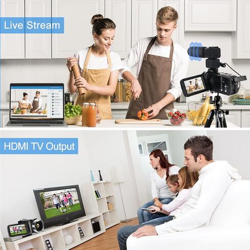 4K Video Camera, Camcorder 48MP Ultra HD WiFi Vlogging Camera for YouTube 18X Zoom 3.0" Touch Screen Digital Camera with Microphone, Stabilizer, Lens Hood, Remote, 2 Batteries in Kuwait