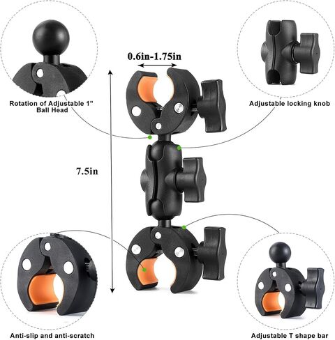 Super Double Clamp Camera Mount Stroller Umbrella Clamp for Chair | with 360° Magic Arm Double Ball Head Adapter for Umbrella, Wheelchair, Pole, Strollers, Motorcycle, Photo Studio Light Stand in Kuwait