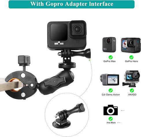 Super Double Clamp Camera Mount Stroller Umbrella Clamp for Chair | with 360° Magic Arm Double Ball Head Adapter for Umbrella, Wheelchair, Pole, Strollers, Motorcycle, Photo Studio Light Stand in Kuwait