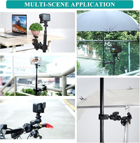 Super Double Clamp Camera Mount Stroller Umbrella Clamp for Chair | with 360° Magic Arm Double Ball Head Adapter for Umbrella, Wheelchair, Pole, Strollers, Motorcycle, Photo Studio Light Stand in Kuwait