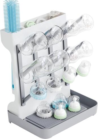 SuoXing Vertical Baby Bottle Drying Rack,Space Saving Countertop Baby Drying Rack for Bottles,Large Baby Bottle Station Stand,Bottle Rack Dryer for Brushes,Pacifiers,Baby Accessories Organizer,Grey in Kuwait