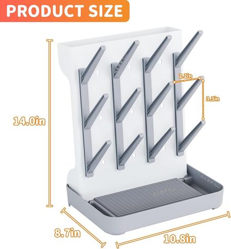 SuoXing Vertical Baby Bottle Drying Rack,Space Saving Countertop Baby Drying Rack for Bottles,Large Baby Bottle Station Stand,Bottle Rack Dryer for Brushes,Pacifiers,Baby Accessories Organizer,Grey in Kuwait