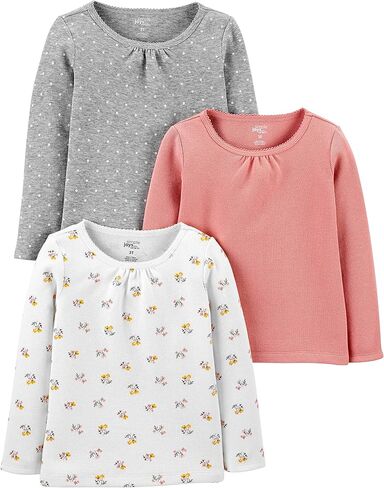Simple Joys by Carter's Baby Girls Long-Sleeve Shirts, Pack of 3 in Kuwait