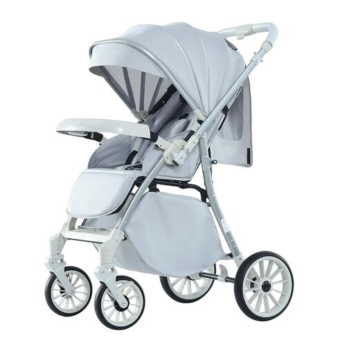 Baby Stroller, 2-in-1 Reversible Toddler Seat with Snack Tray, Foldable Infant Stroller with Canopy, One Button Brake, Adjustable Handle, Newborn Pushchair (Grey) in Kuwait