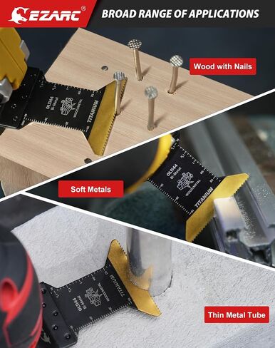 EZARC Titanium Oscillating Tool Blades, Oscillating Multitool Blades for Metal, Wood Nails, Screws Cutting, Plastic, 3 Pack in Kuwait