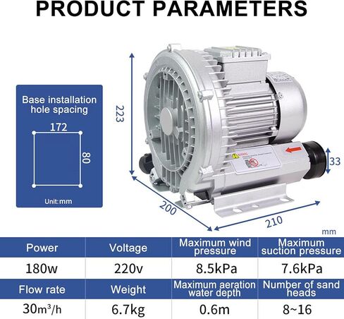 High Performance Regenerative Blower 120W-7500W Vortex Vacuum Pump Single Three Phase for Sewage Aeration Fish Pond Industrial Air Blowing Suction Silenced Copper Motor Aluminum Housing in Kuwait